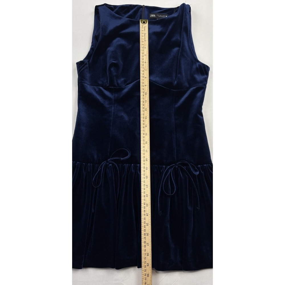 NWT ZARA Blue Velvet Mini Dress. Women's Size Large Homecoming Wedding - Picture 10 of 16